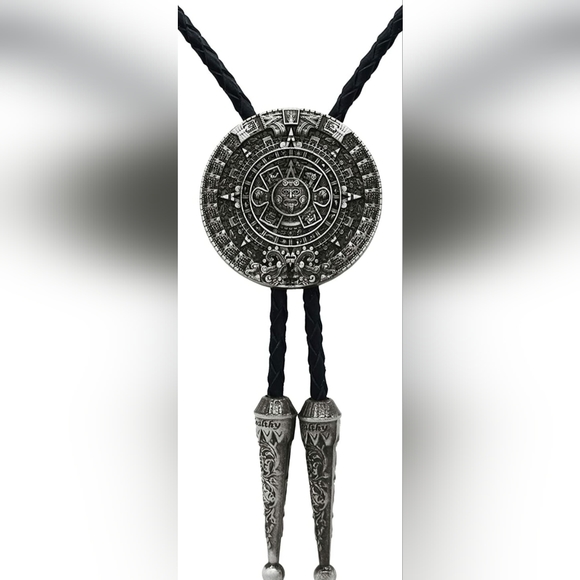 New Aztec Mayan leather bolo tie. Aztec belt buckles available in my sto… - Picture 2 of 4